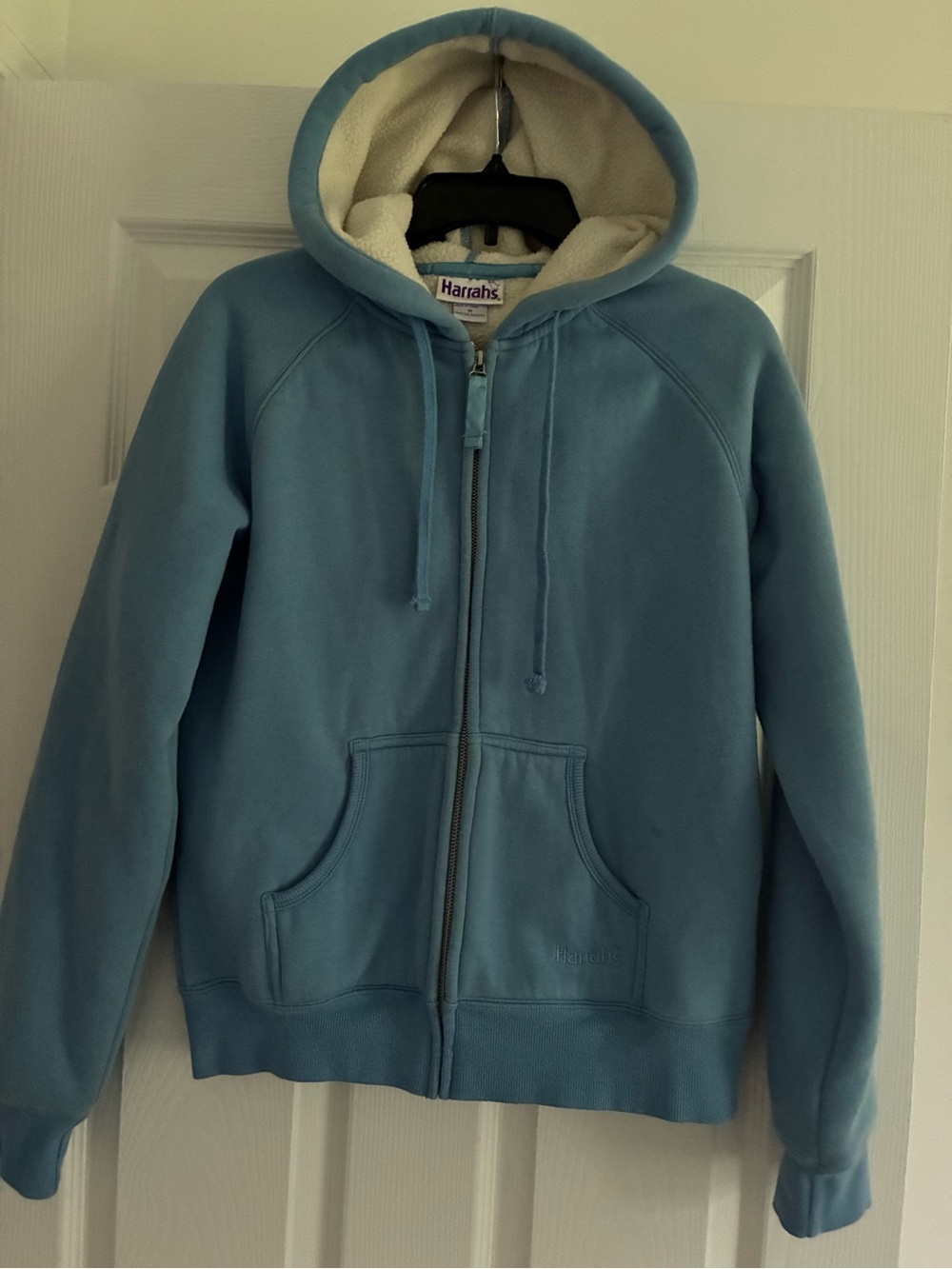 Women's Light Blue Zip-Up Hoodie with Sherpa Lining